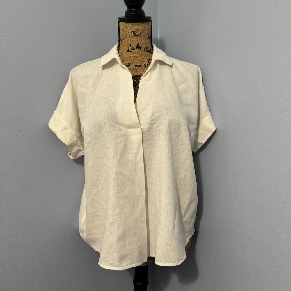 Ann Taylor White Linen Top